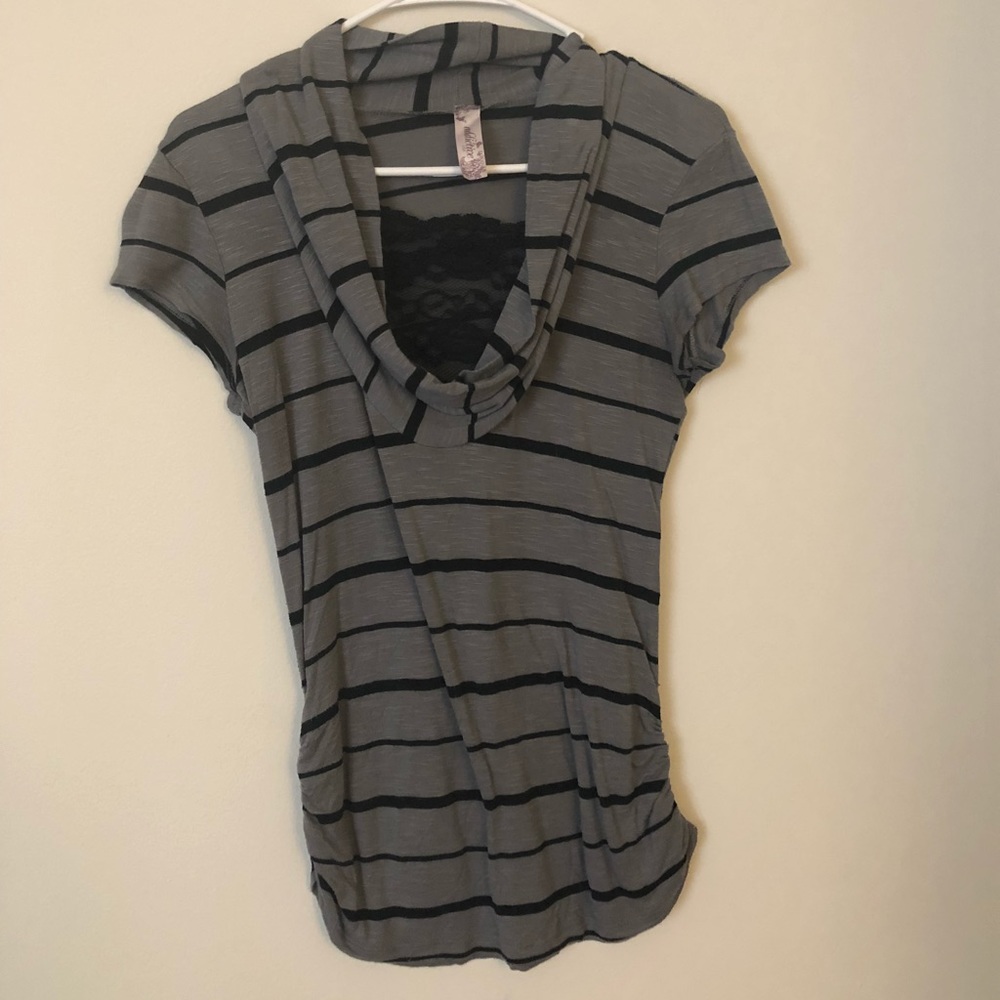 Grey and white striped blouse